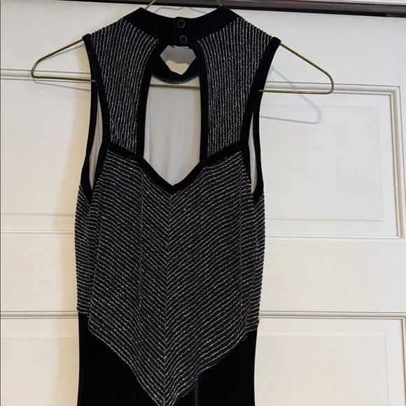 Varsity juniors Black Velvet with Silver Metallic Detail Dance suit. - Picture 3 of 7